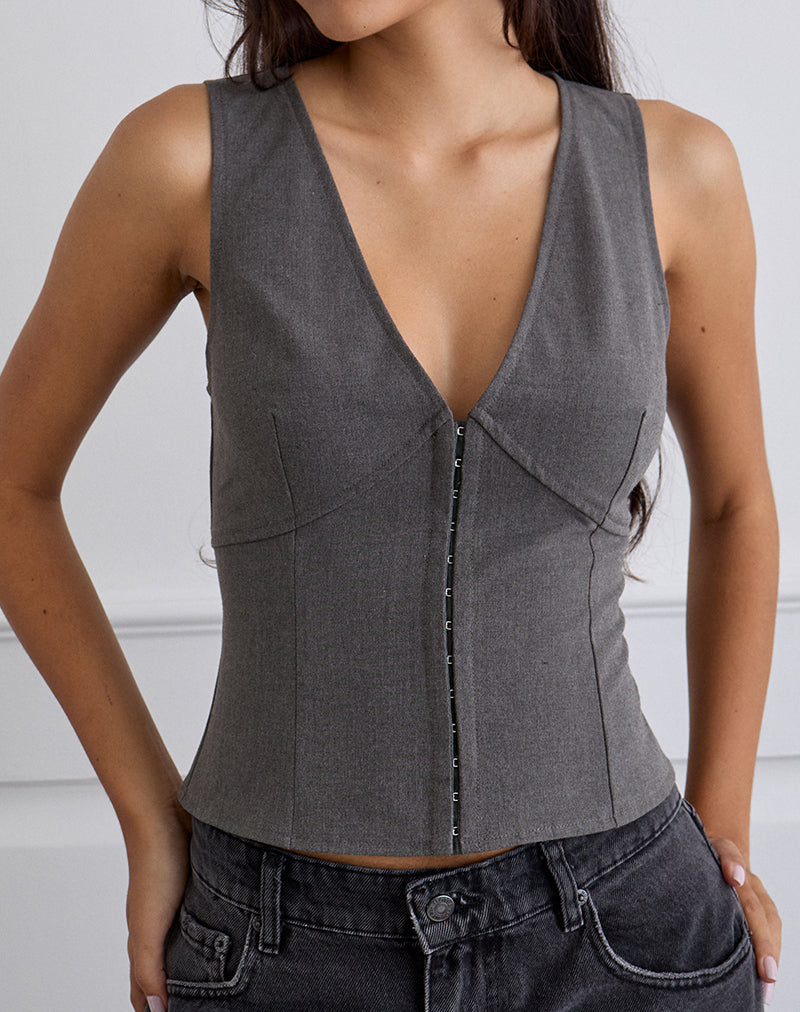Image of Salpa Plunge Top in Tailoring Charcoal