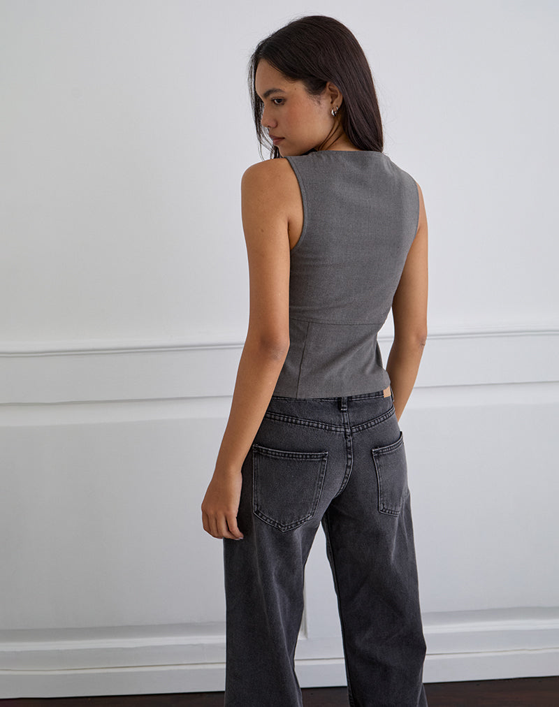 Image of Salpa Plunge Top in Tailoring Charcoal