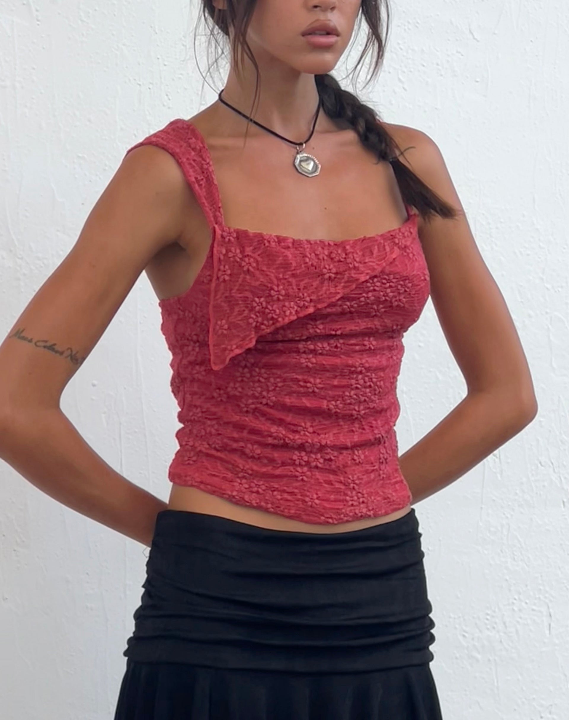 Image of Sambu Lace Cami Top in Red