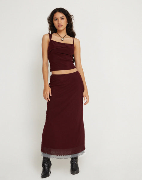 【PORTERNA】Marron long skirt SAMBU-TOP-TRESHA-SKIRT-MESH-