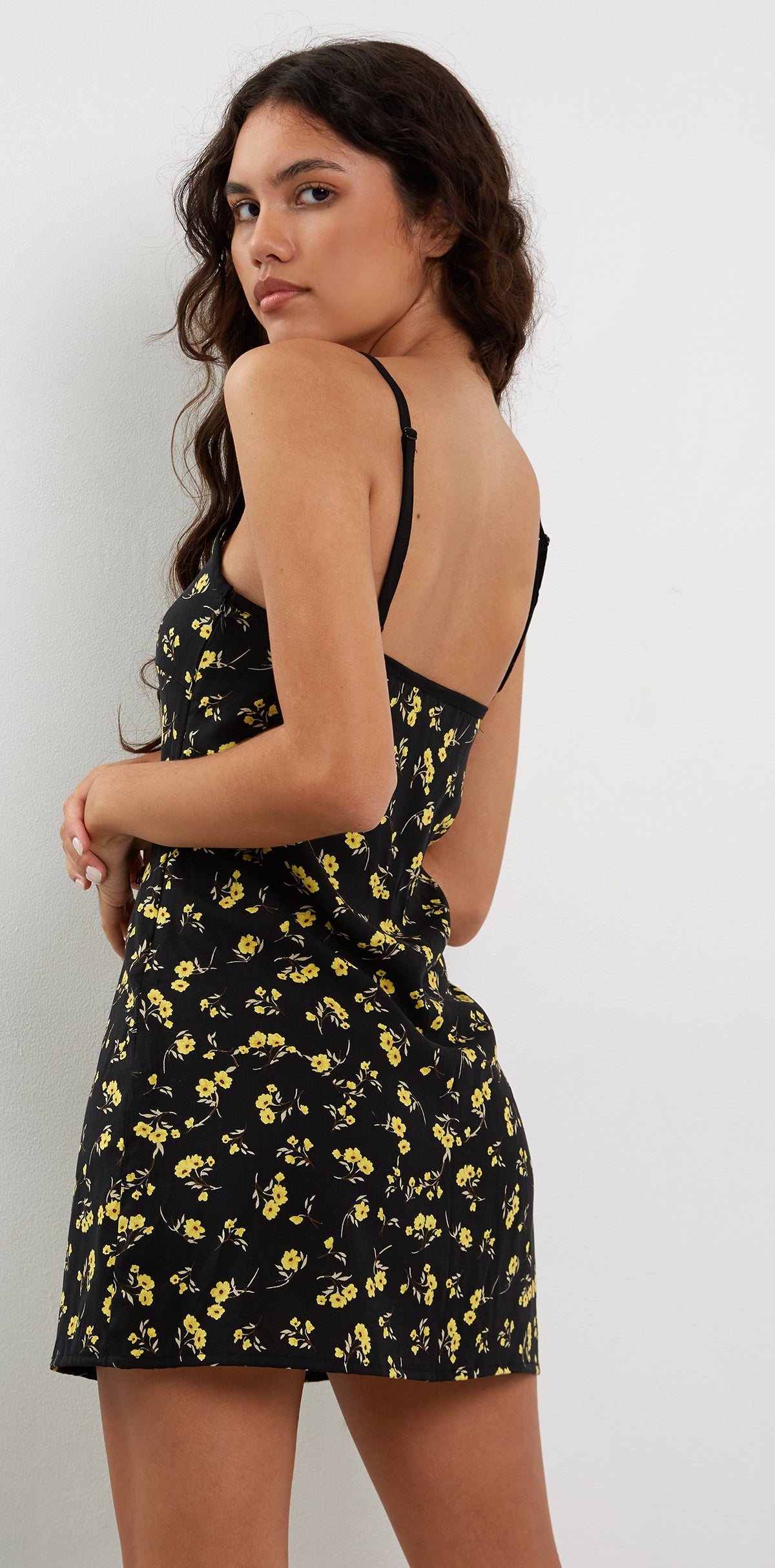 Buttercup Black Yellow Mini Dress | Samiya – motelrocks-com-us