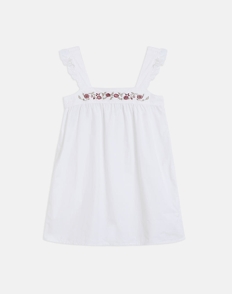 White Poplin with Cherry Blossom Embroidery Mini Dress | Sanaly motelrocks-com-us White Poplin with Cherry Blossom Embroidery Mini Dress | Sanaly motelrocks-com-us