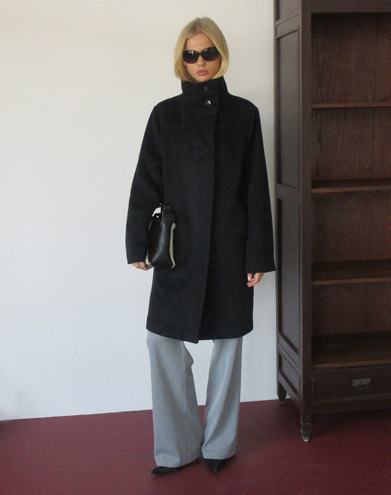 Image of Saptuti Coat in Brushed Wool Black