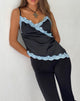 image of Satima Cami Top in Black with Blue Lace