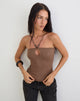 Image of Satuna Top with Beads in Shimmer Knit Brown