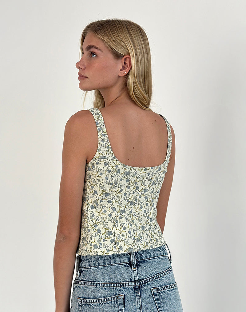 Image of Sauva Tie Front Top in Pretty Floral Light Sage