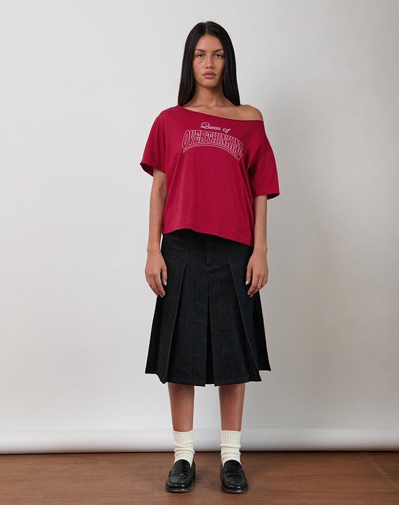 Image of Scottie Slouchy Tee in Adrenaline Red with Overthinking Graphic