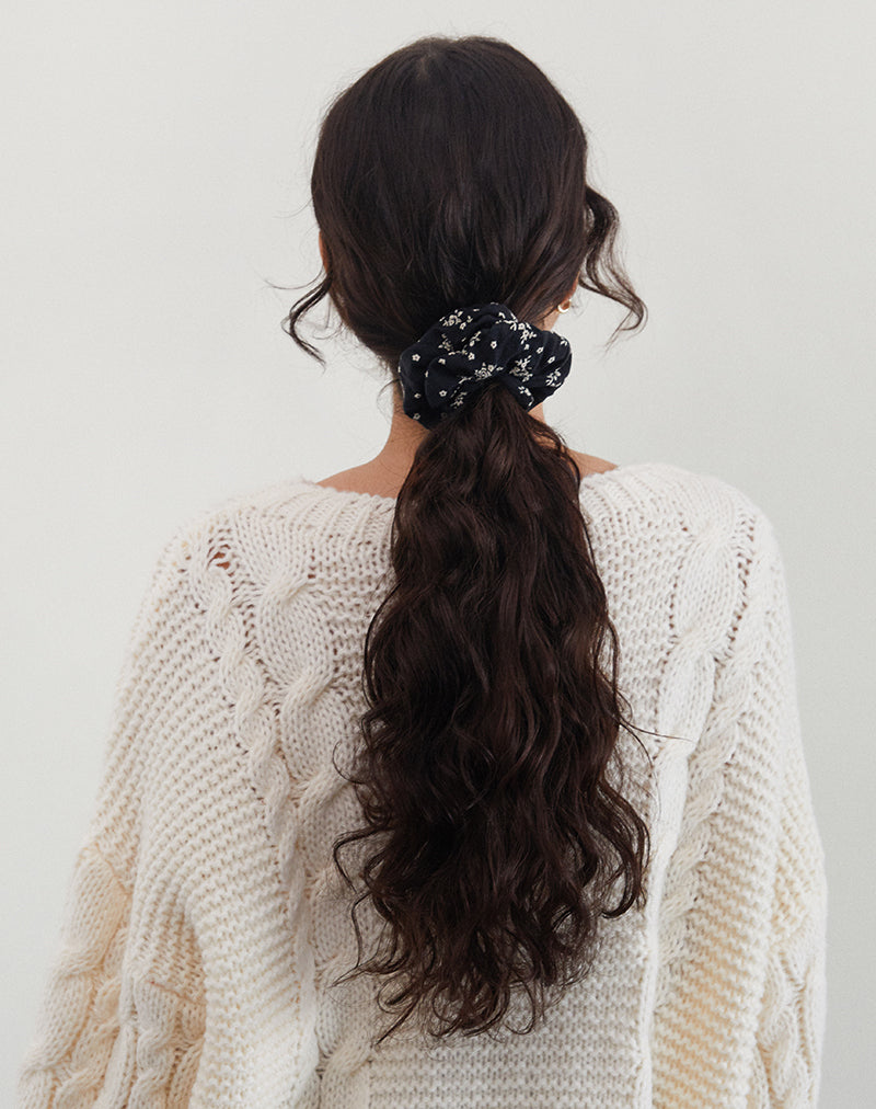 Image of Scrunchie in Floral Land Black