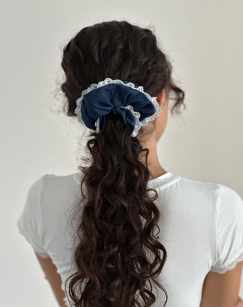 Scrunchie in Denim Chambray with Lace