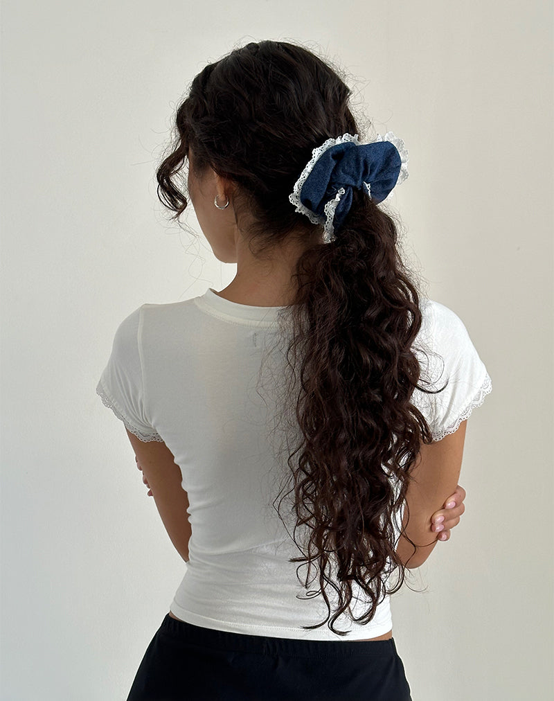 Scrunchie in Denim Chambray with Lace