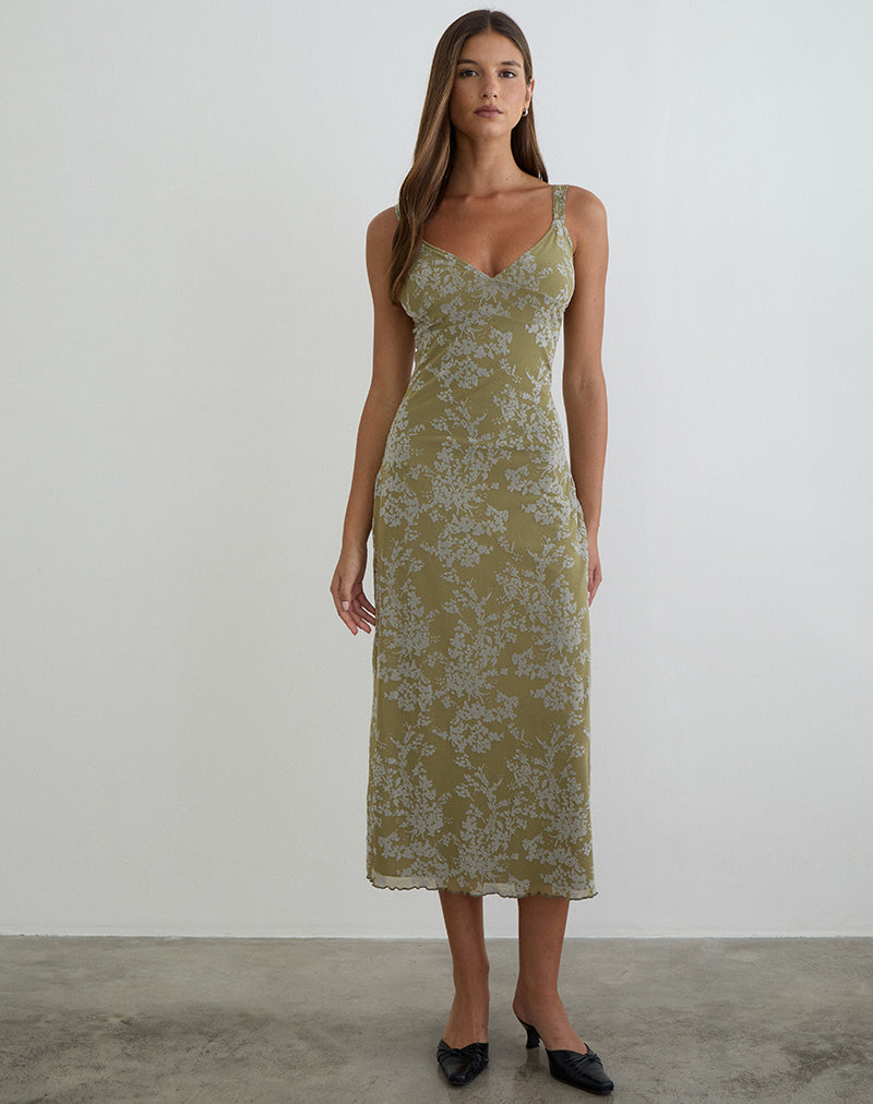 Olive Green Moss Petal Midi Dress | Selayu – motelrocks-com-us