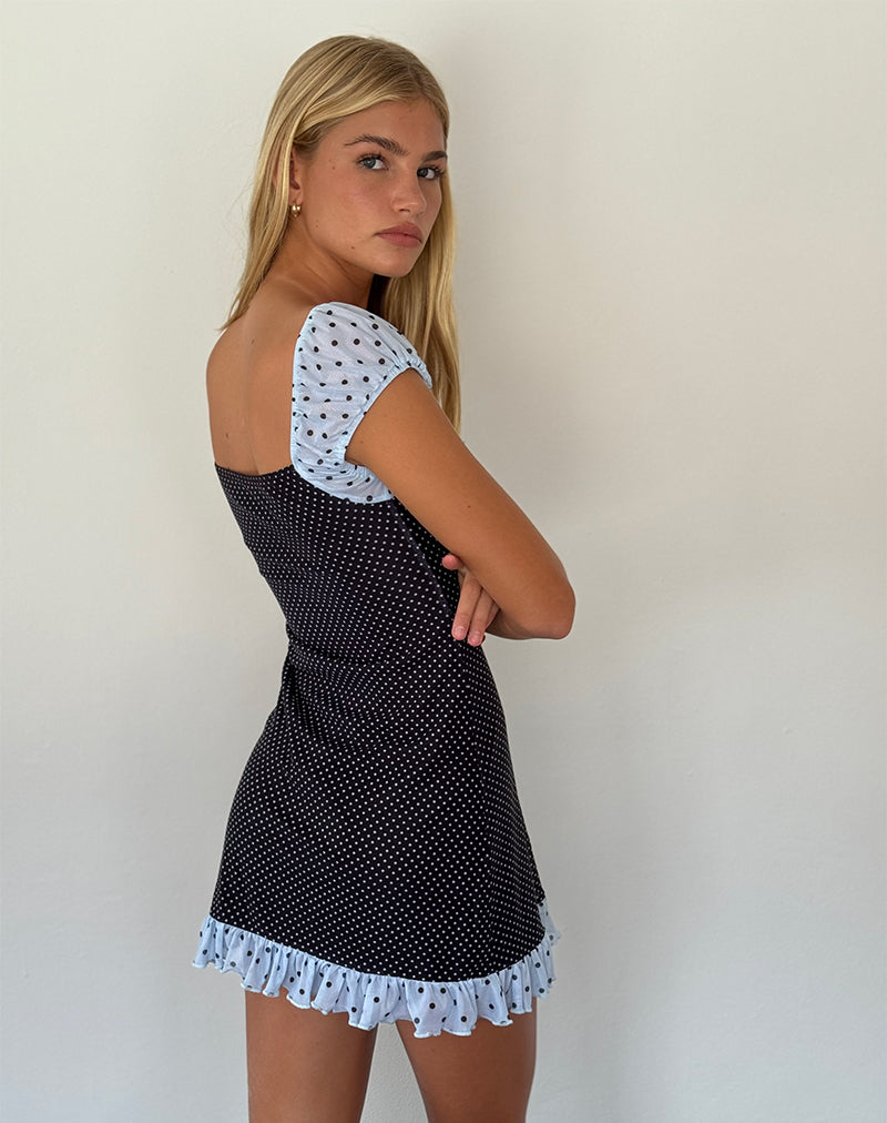 Blue Black Basic Polka Mini Dress | Sevda – motelrocks-com-us