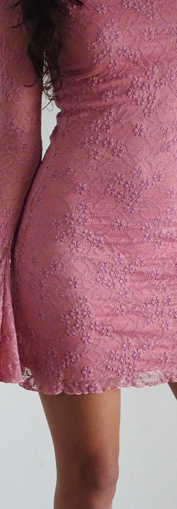 Cap Sleeves Long Dresses with Lace Bodice Dusty Rose