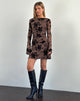 Image of Sevila Long Sleeve Mini Dress in Flock Brown