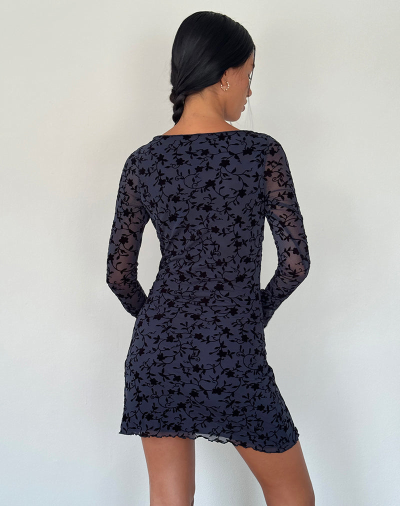 navy long sleeve mini dress Everett - this dress features a convenient zip ASTA RESORT Maya Longsleeve Mini
