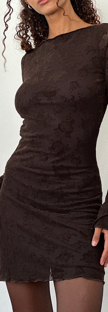 The STEVIA dress - brown with red and pink floral