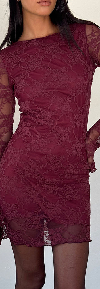 SELENA MINI DRESS - BURGUNDY