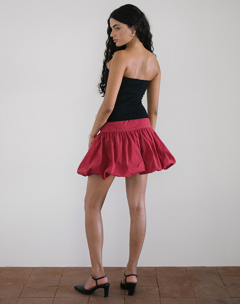 image of Kiyowo Puffball Mini Skirt in Adrenaline Red