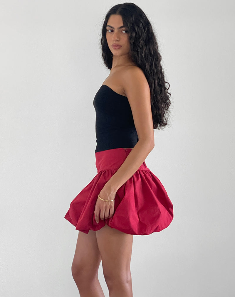 image of Kiyowo Puffball Mini Skirt in Adrenaline Red