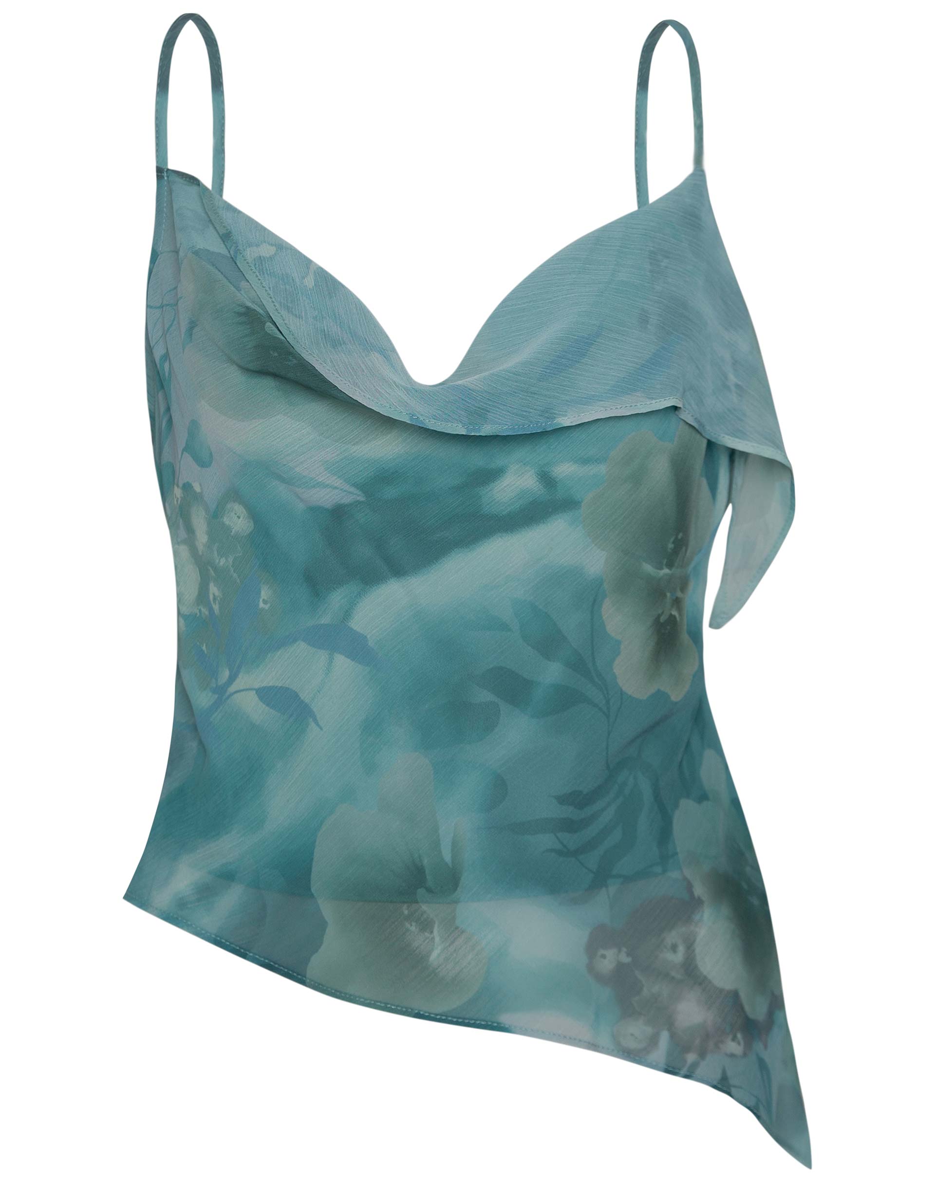 image of Shahira Top in Watercolour Floral Blue