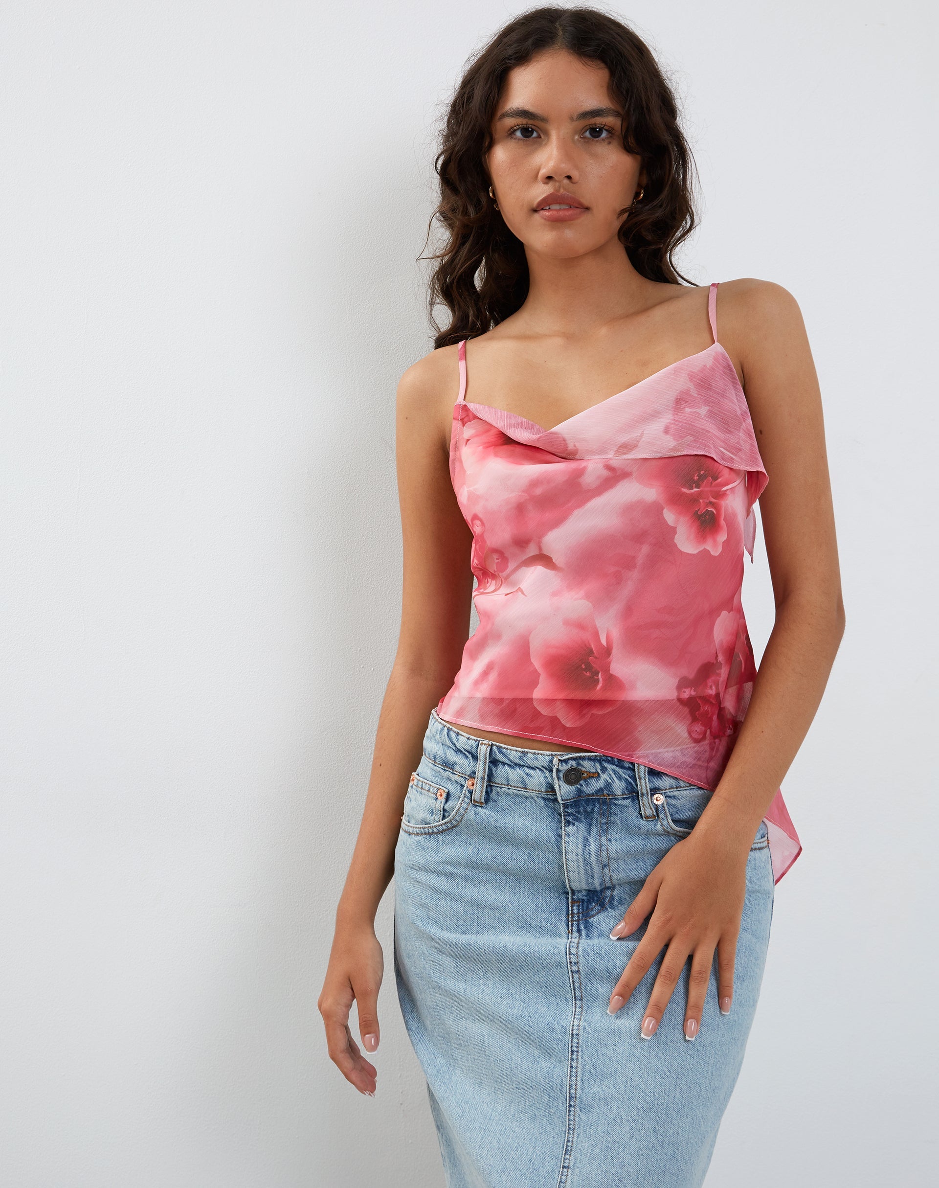 image of Shahira Top in Watercolour Floral Pink