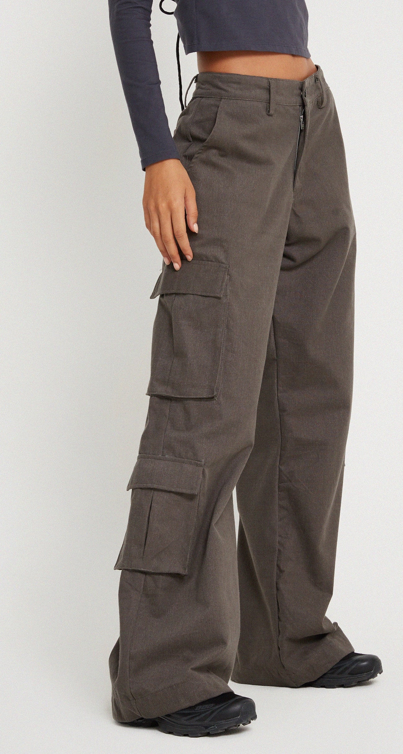 Dark Grey Wide Leg Trouser | Shan – motelrocks-com-us