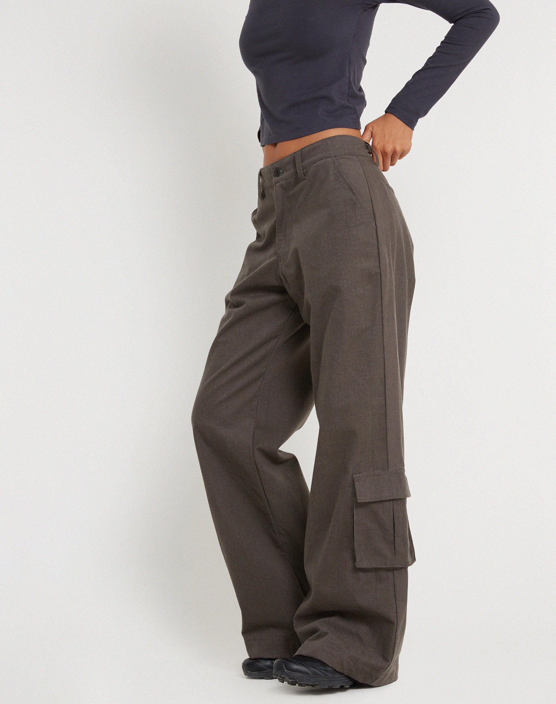 Dark Grey Wide Leg Trouser | Shan – motelrocks-com-us