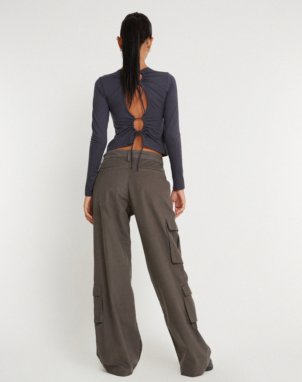 Shan Wide Leg Trouser in Dark Grey