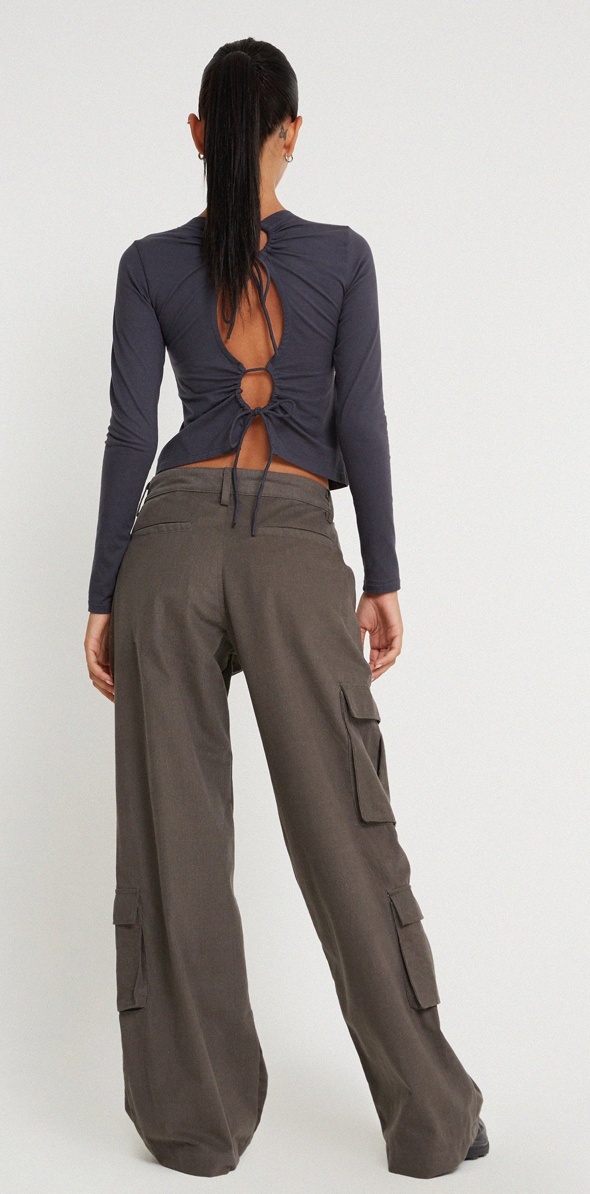 Dark Grey Wide Leg Trouser | Shan – motelrocks-com-us