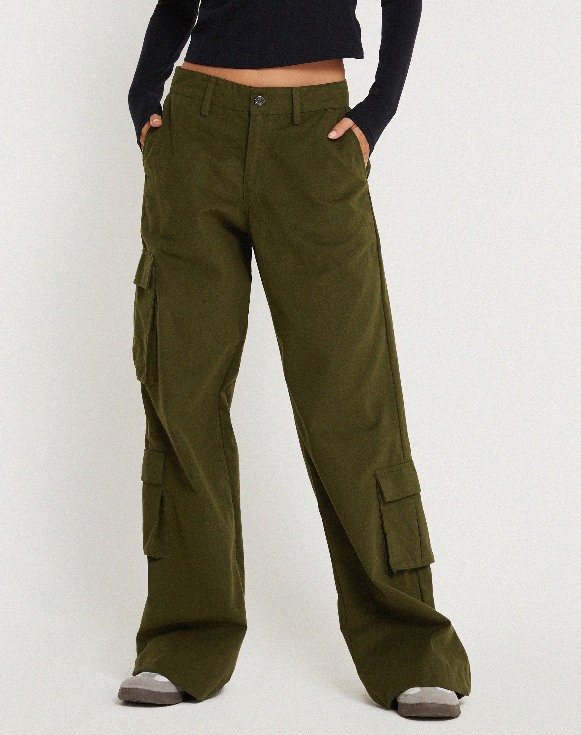 Dark Olive Wide Leg Trouser | Shan – motelrocks-com-us