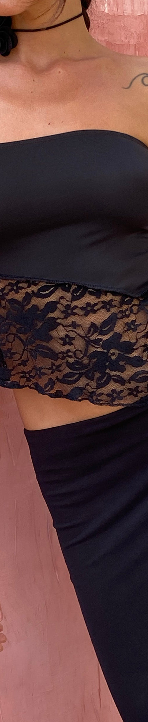 Image of Shanda Bandeau Top in Lace Black