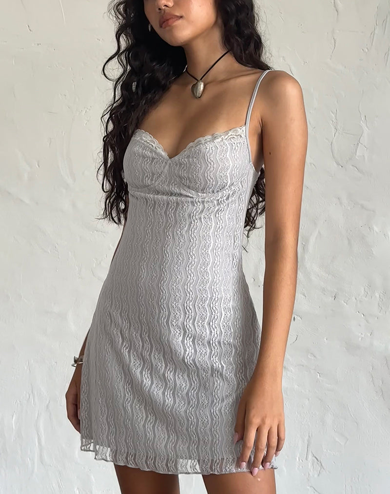 Silver Grey Lace Mesh Mini Dress | Shania motelrocks-com-us Silver Grey Lace Mesh Mini Dress | Shania motelrocks-com-us