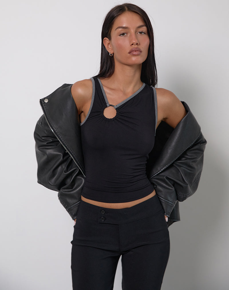 Sharena O Ring Vest Top in Black