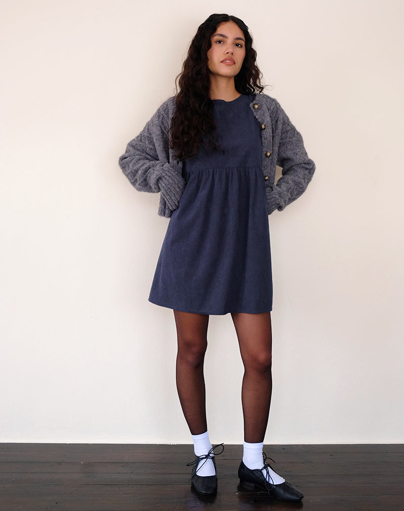 Image of Sheba Mini Dress in Babycord Ink Blue