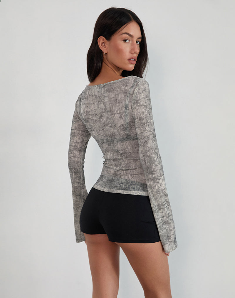 Grey Sheer Mesh Long Sleeve Top | Sheiza – motelrocks-com-us