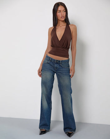 Sherlyn Halter Top in Cupro Oatmilk