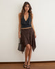 Image of Ashley Asymmetric Mini Skirt in Sequin Knit Brown