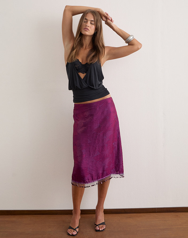 Image of Muriela Midi Skirt in Glitter Chiffon Deep Purple