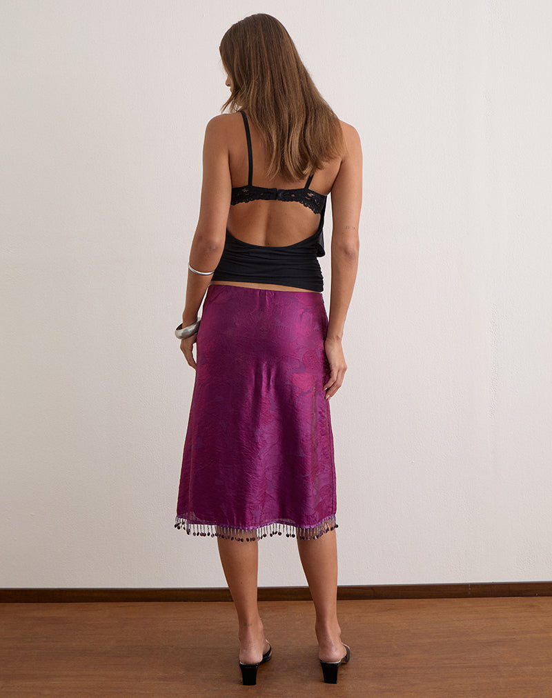 Image of Muriela Midi Skirt in Glitter Chiffon Deep Purple