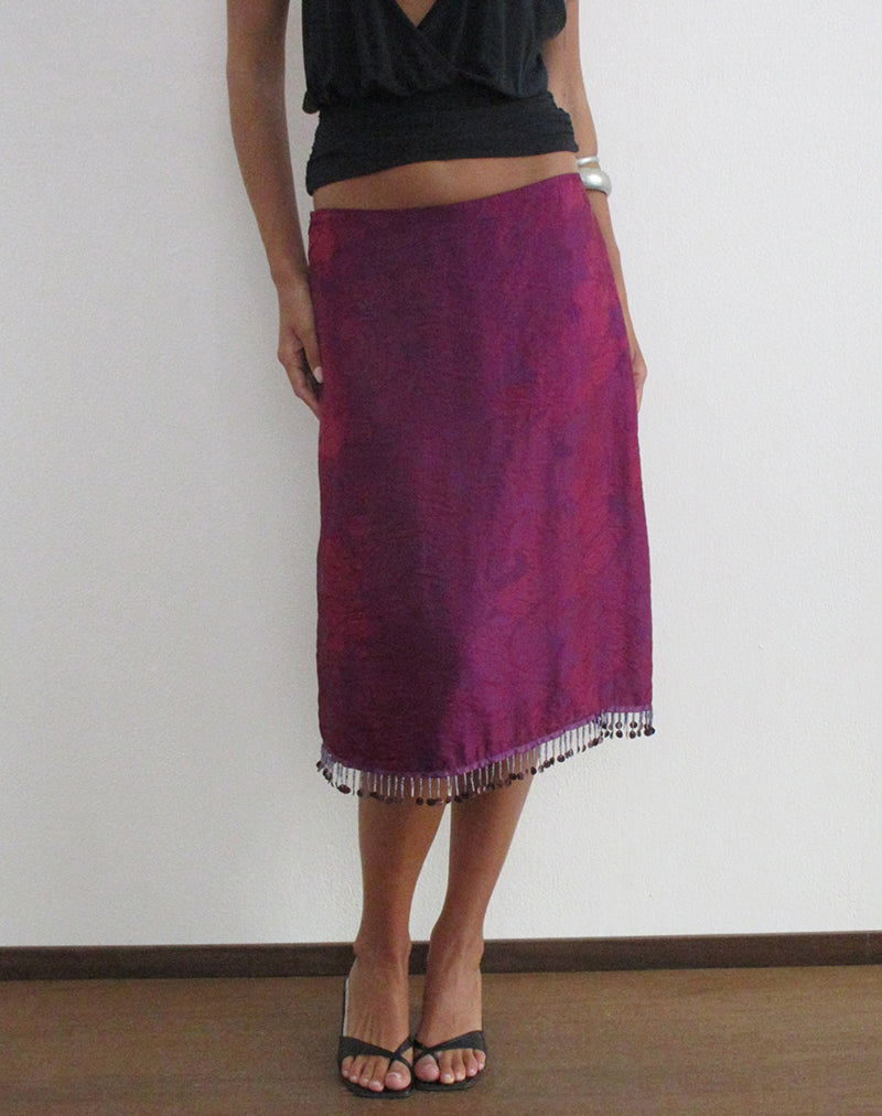 Image of Muriela Midi Skirt in Glitter Chiffon Deep Purple