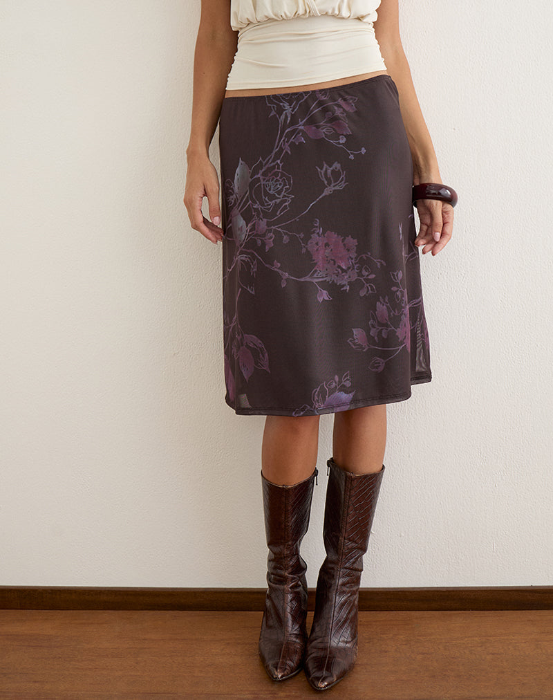 Image of Laena Midi Skirt in Mesh Serene Ivy Dark Plum