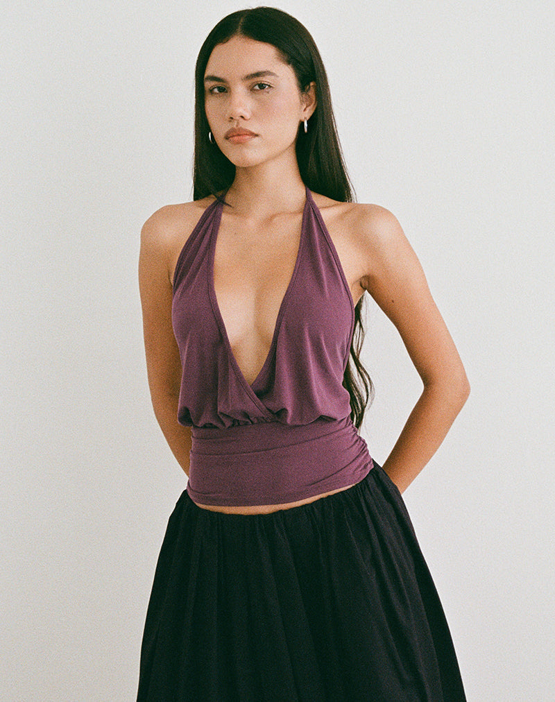 Deep Purple Cupro Halter Top | Sherlyn motelrocks-com-us Deep Purple Cupro Halter Top | Sherlyn motelrocks-com-us