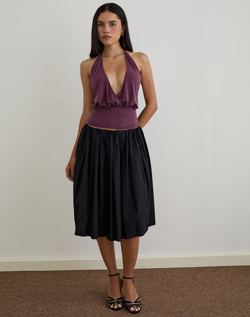 Image of Sherlyn Halter Top in Cupro Deep Purple