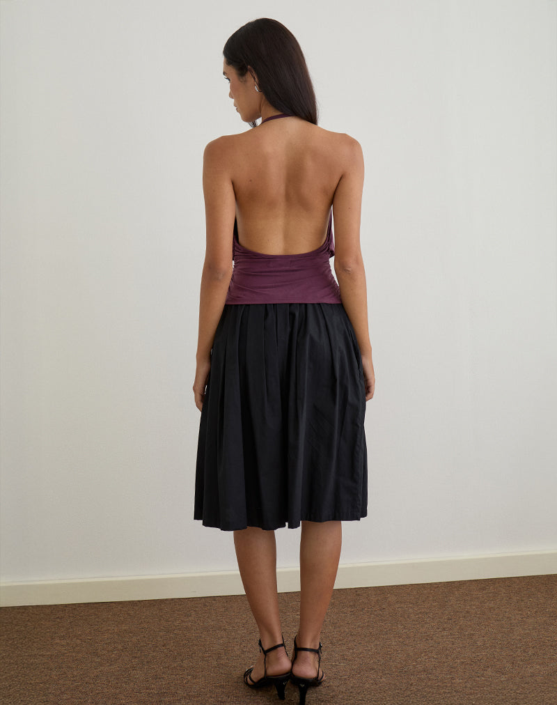 Image of Sherlyn Halter Top in Cupro Deep Purple