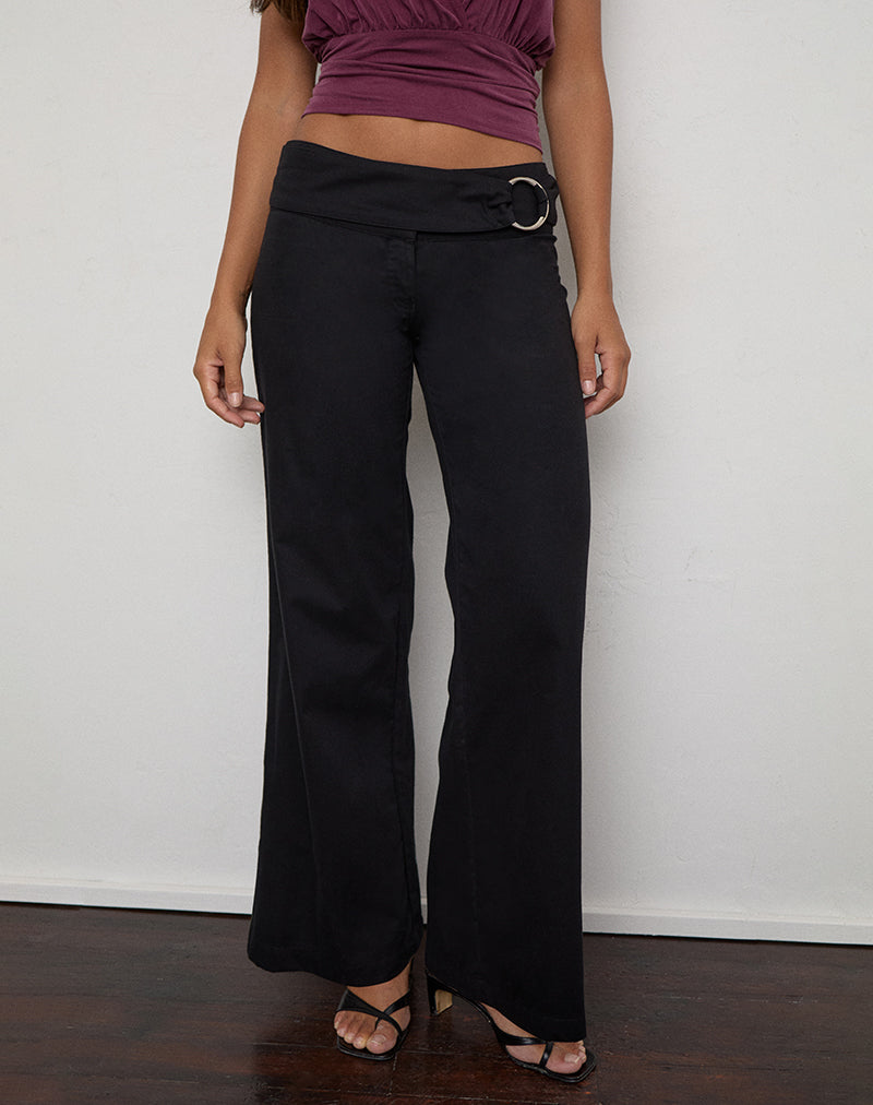 Image of Falitasa Trouser in Twil Black with Buckle