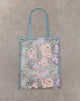 Image of Shi Bag in Natural Lace Embroidery with Blue Satin Binding