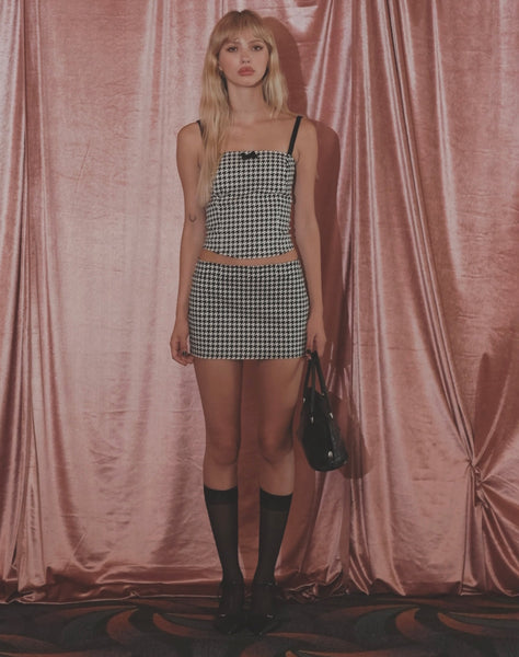 Monochrome Dogtooth Corset Top | Shika – motelrocks-com-us