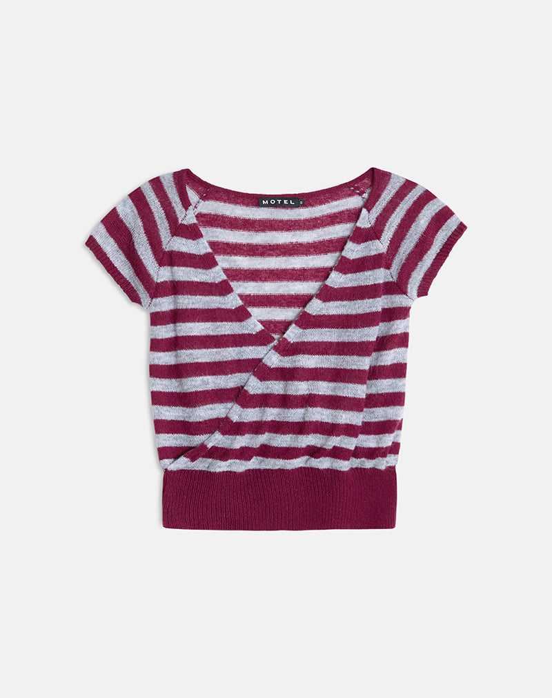 Image of Shilpa Top in Maxi Stripe Wine and Grey