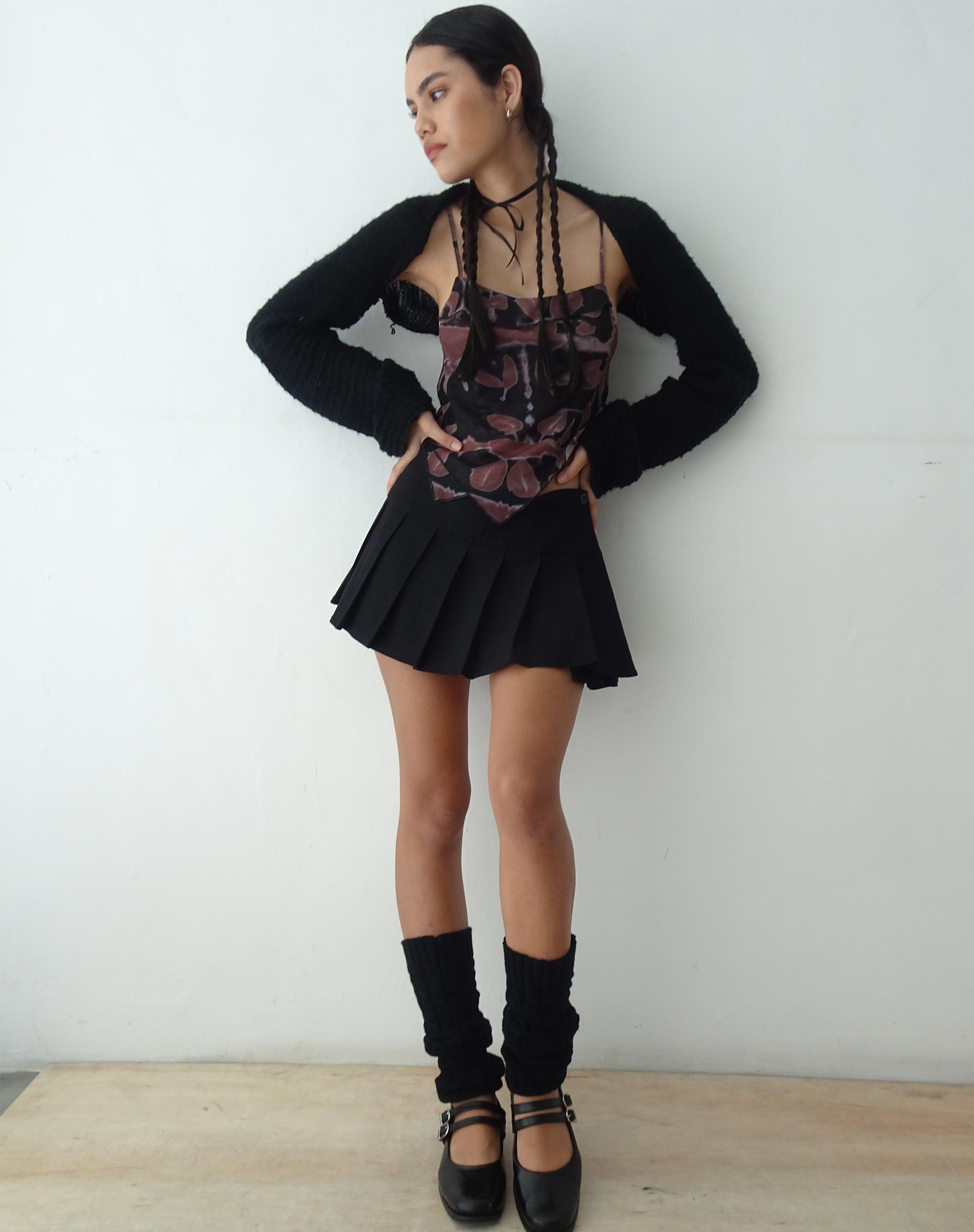 image of MOTEL X OLIVIA NEILL Casini Pleated Skirt in Tailoring Black