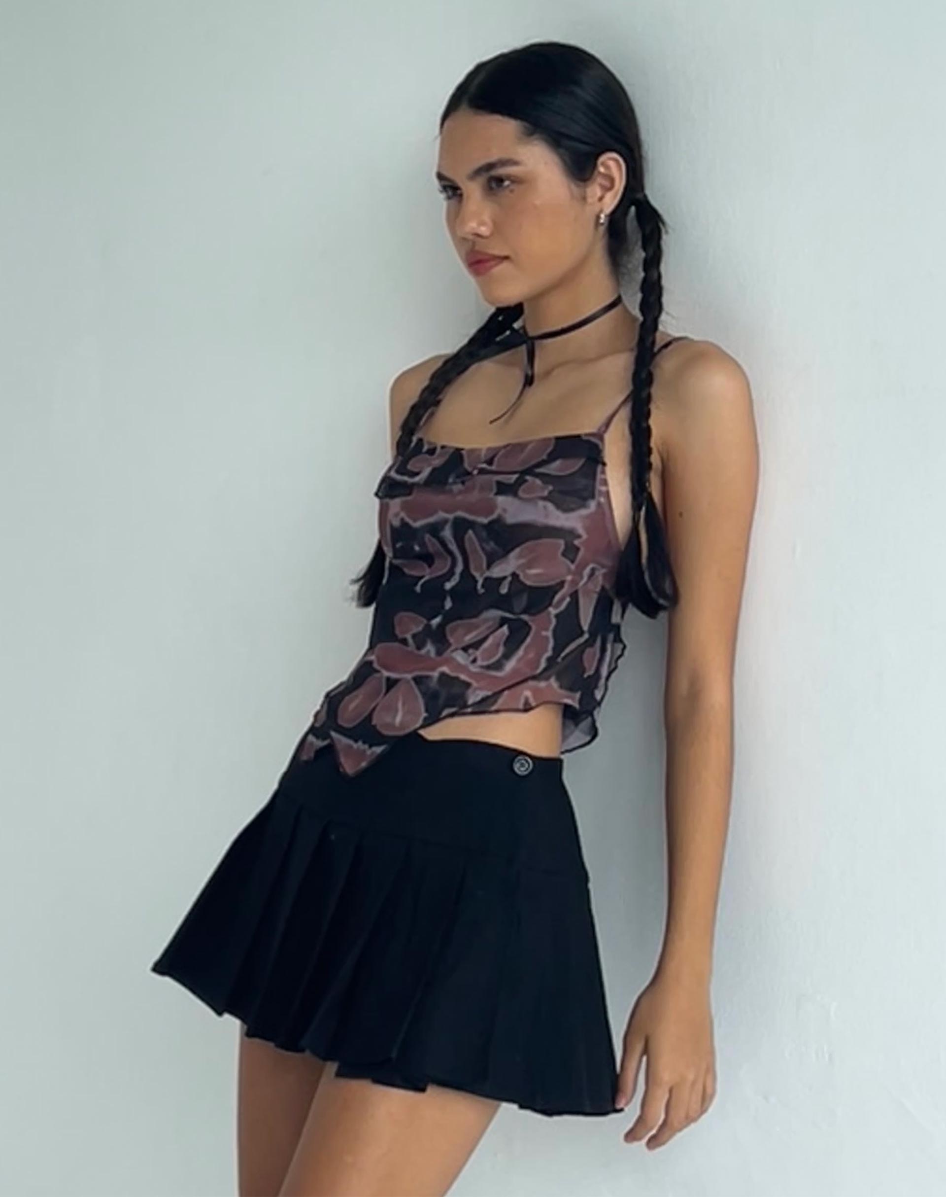 Tailoring Black High Waisted Pleated – Skirt Casini Micro Mini | motelrocks-com-us